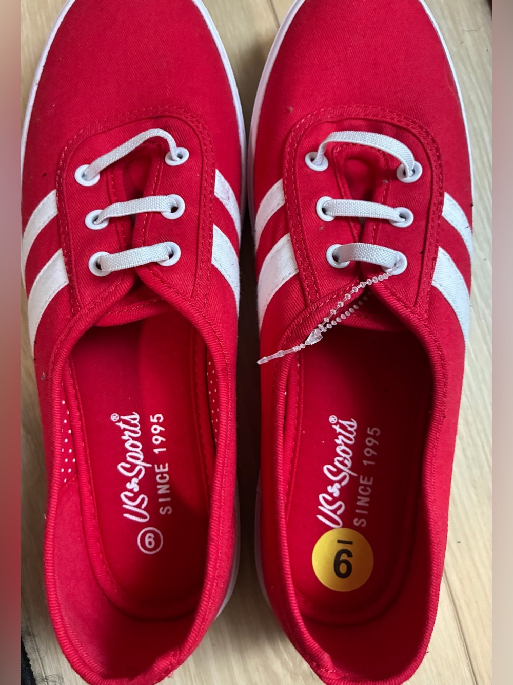 Red Canvas Sneakers with White Stripes